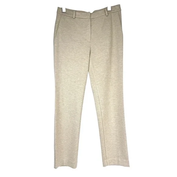 THEORY Treeca 4K Double Knit Beige‎ Stretch Ponte Ankle Crop Pants Size 2 - Picture 2 of 8